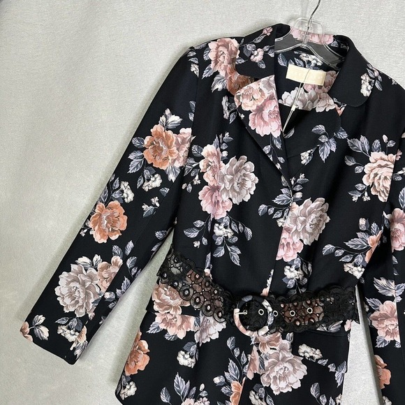 Keepsake Blazer Women Sz 10 Atomic Floral Belted Feminine Academia Spring - Picture 7 of 16